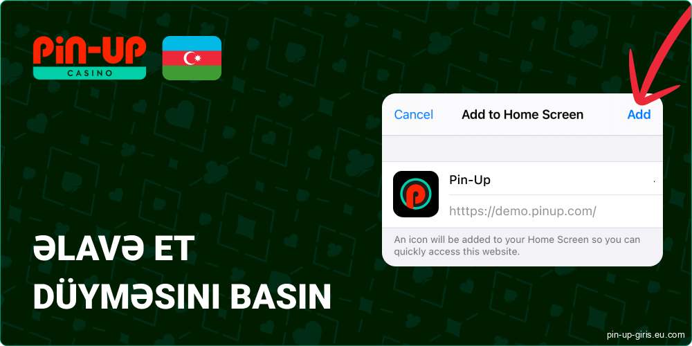 Pin UP tətbiqi qısa yolunun adını təsdiqləyin və ya istəsəniz redaktə edin