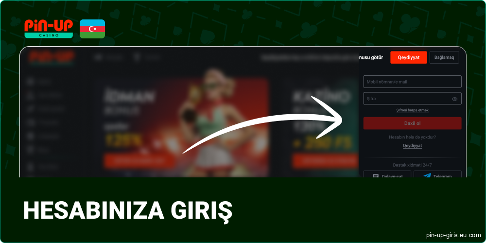 Pin Up Azerbaijan-da yaratdığınız hesaba daxil olun